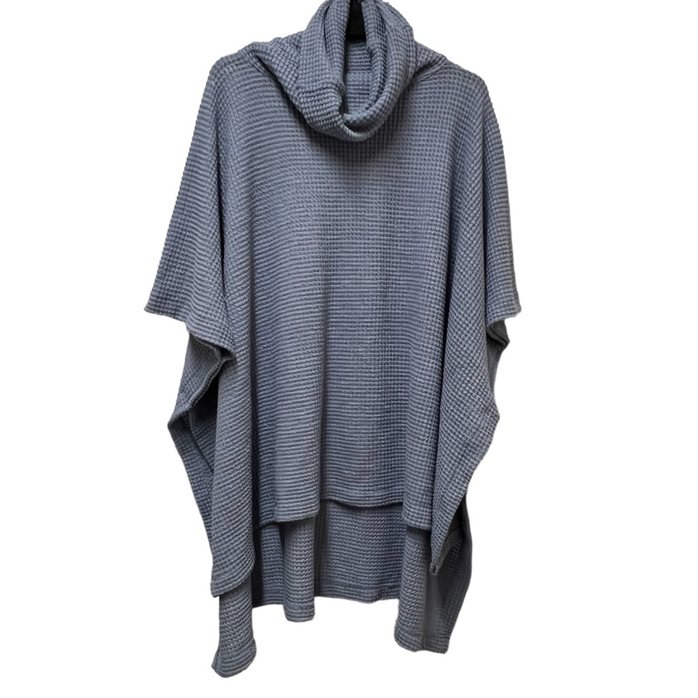 Demdaco Blue Waffle Knit Poncho NWT